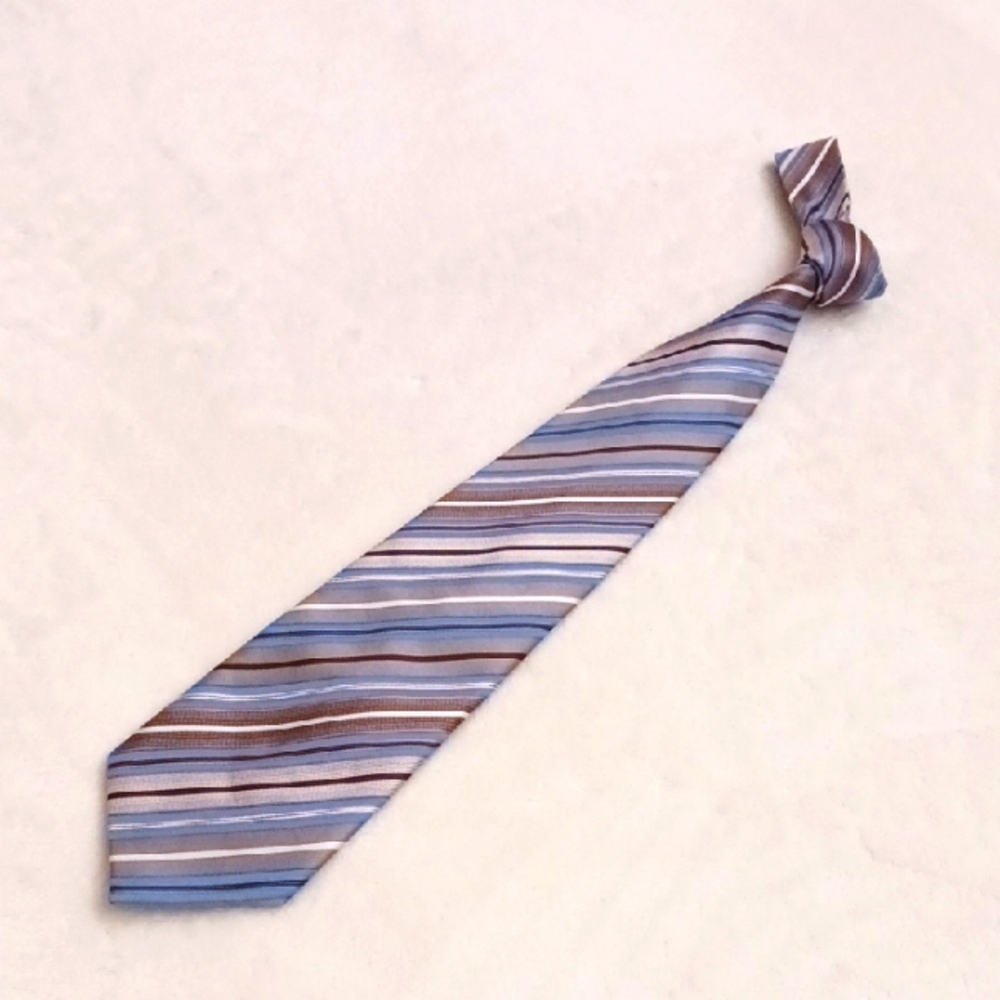Studio Blue and Brown Striped Silk Tie
